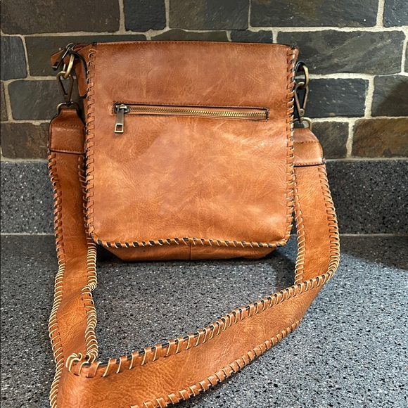 Antik Kraft Brown Crossbody Bag with Stitch Detail - Picture 3 of 6